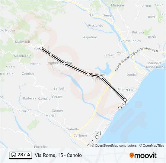 287 A Bus Line Map