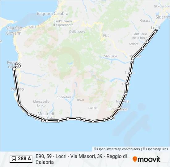 288 A Bus Line Map