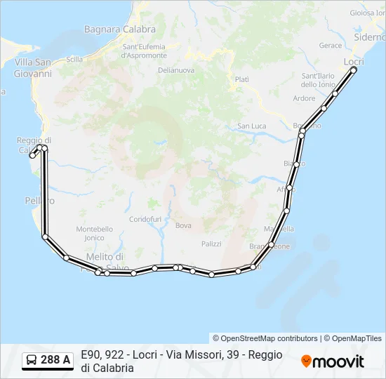 288 A Bus Line Map