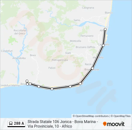 288 A Bus Line Map