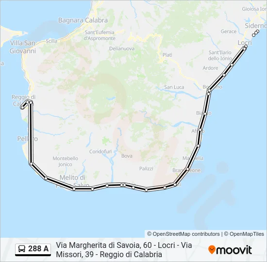 288 A Bus Line Map