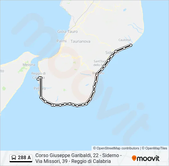 288 A Bus Line Map