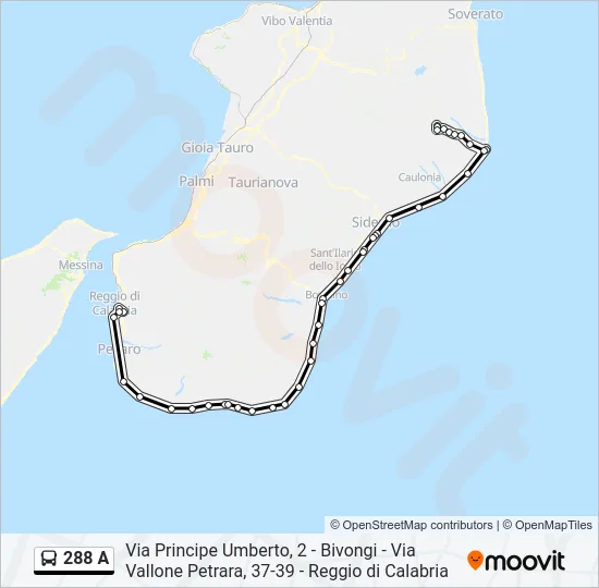 288 A Bus Line Map