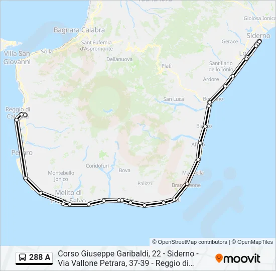 288 A Bus Line Map