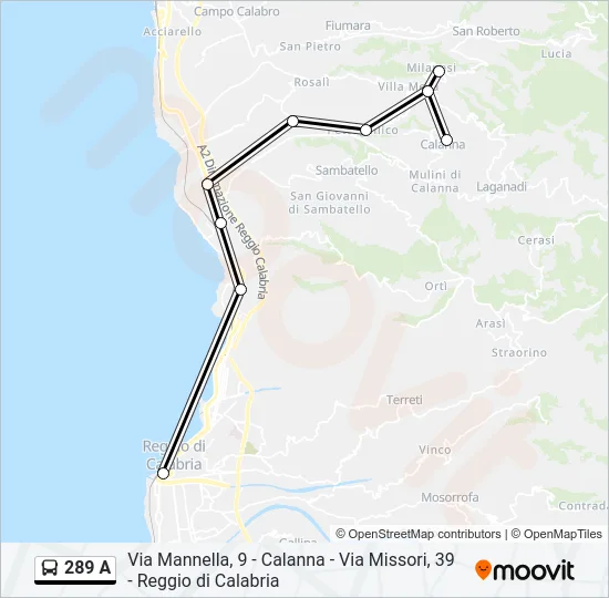 289 A Bus Line Map