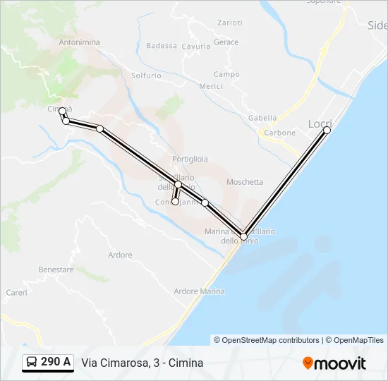 290 A Bus Line Map