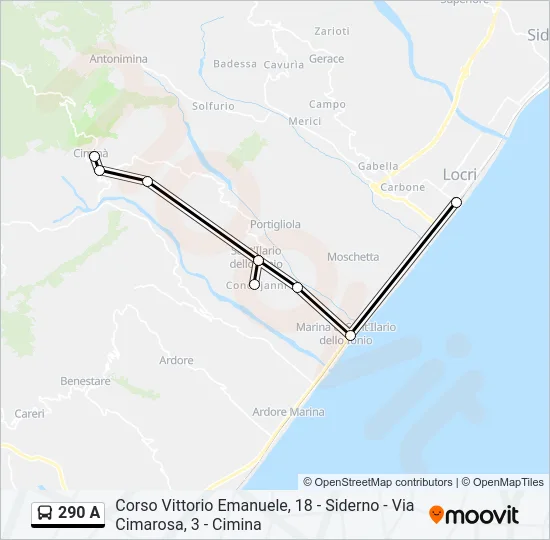 290 A Bus Line Map