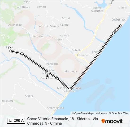 290 A Bus Line Map