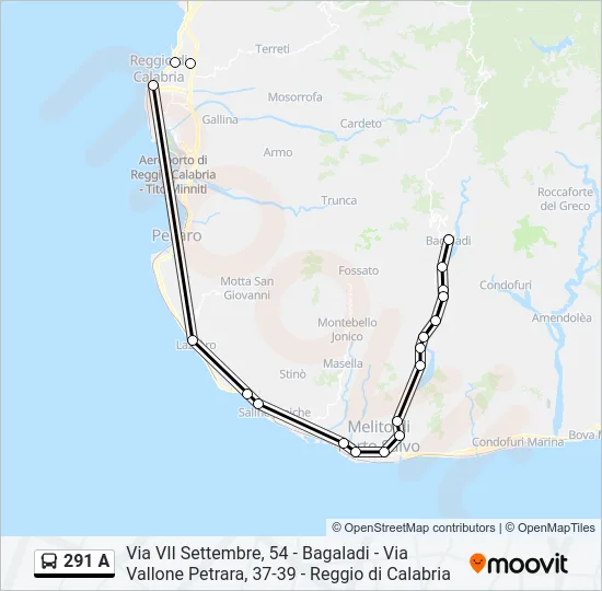 291 A Bus Line Map