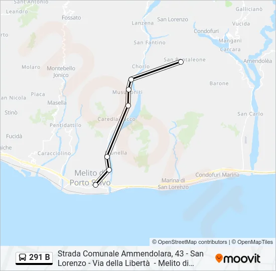 291 B Bus Line Map