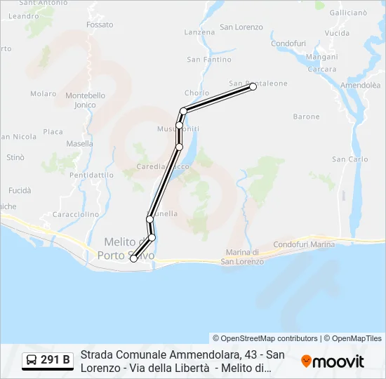 291 B Bus Line Map