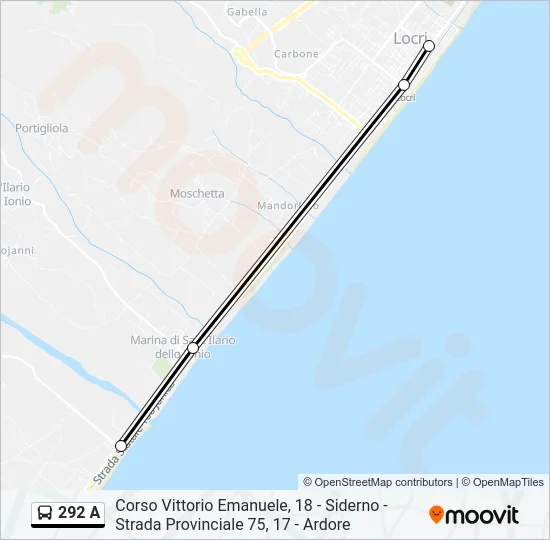 292 A Bus Line Map