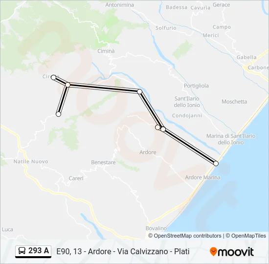 293 A Bus Line Map