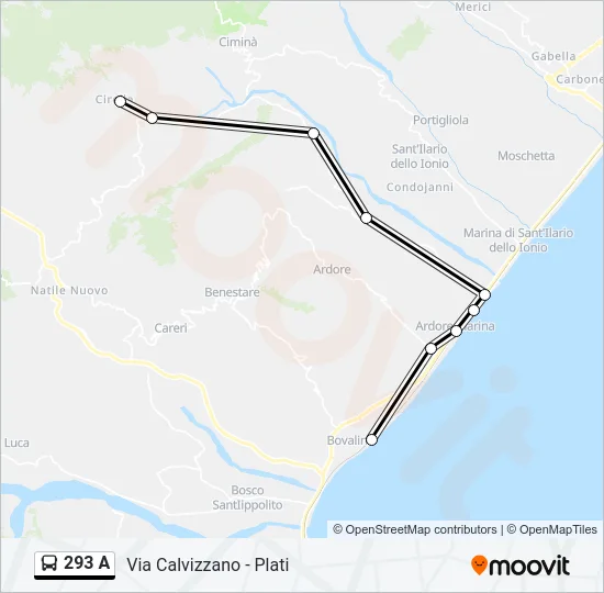 293 A Bus Line Map