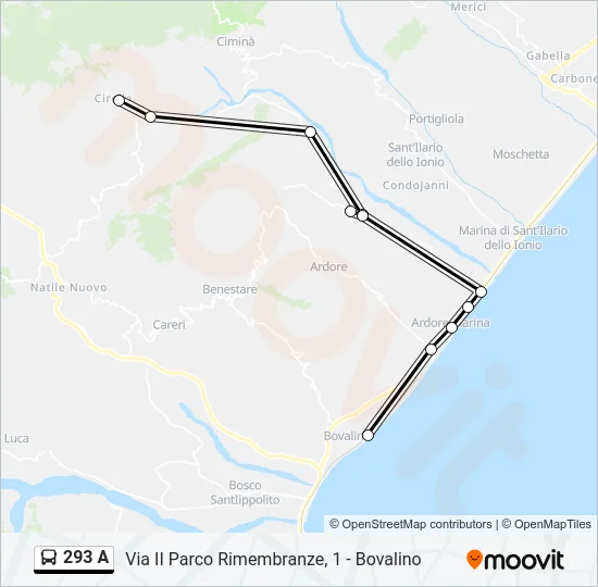 293 A Bus Line Map