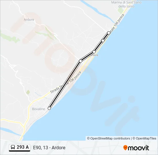 293 A Bus Line Map