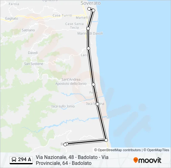 294 A Bus Line Map