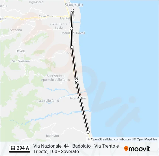 294 A Bus Line Map