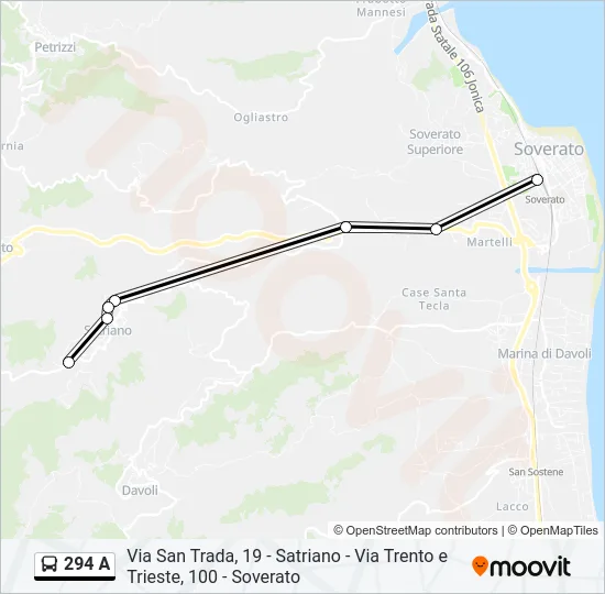 294 A Bus Line Map