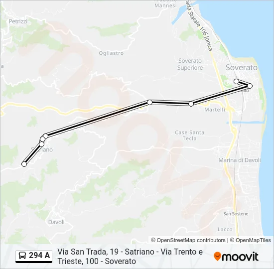 294 A Bus Line Map