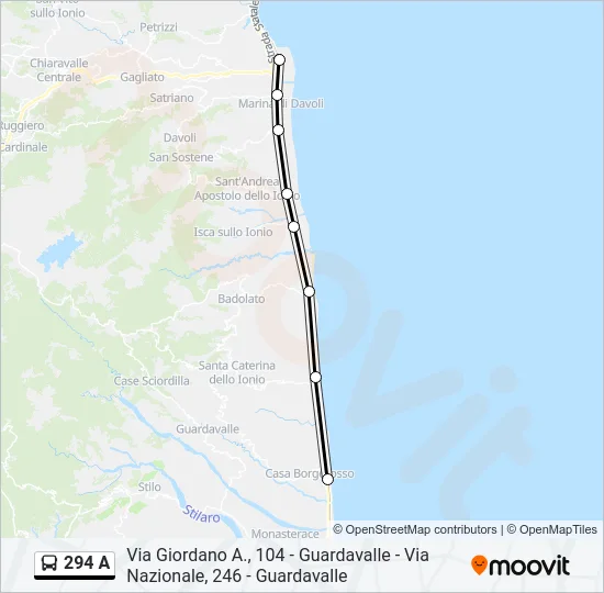 294 A Bus Line Map