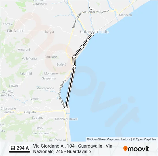 294 A Bus Line Map