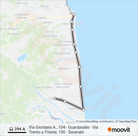 294 A Bus Line Map