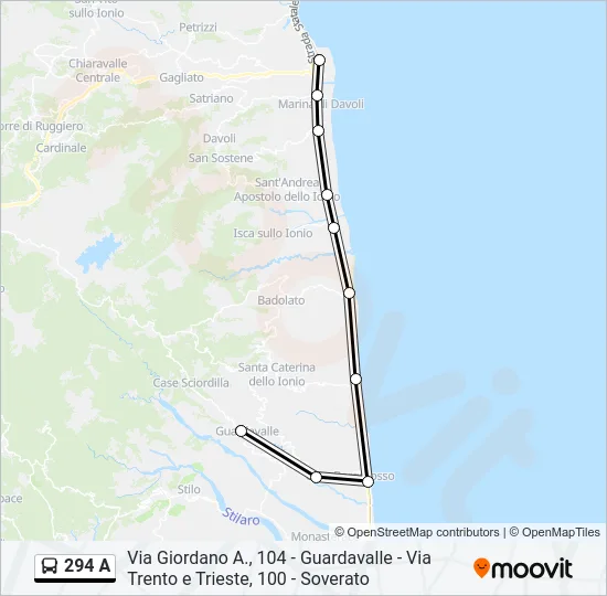 294 A Bus Line Map