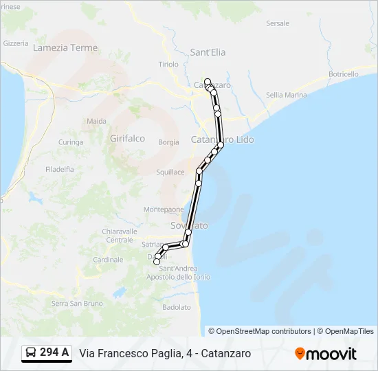 294 A Bus Line Map
