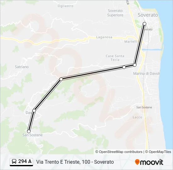 294 A Bus Line Map