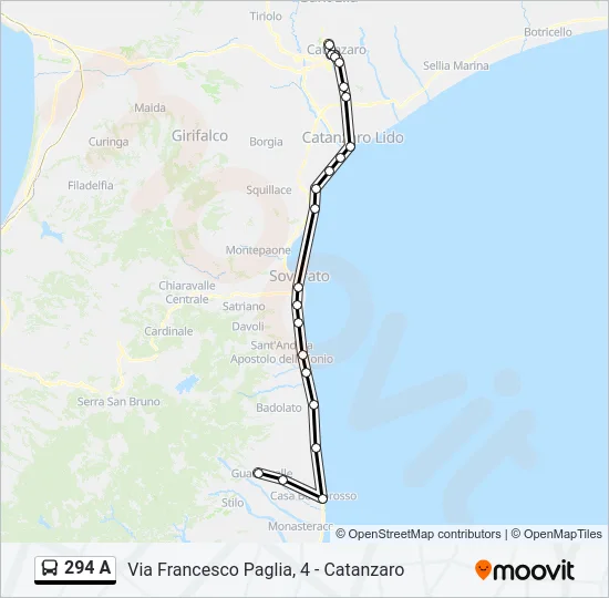294 A Bus Line Map