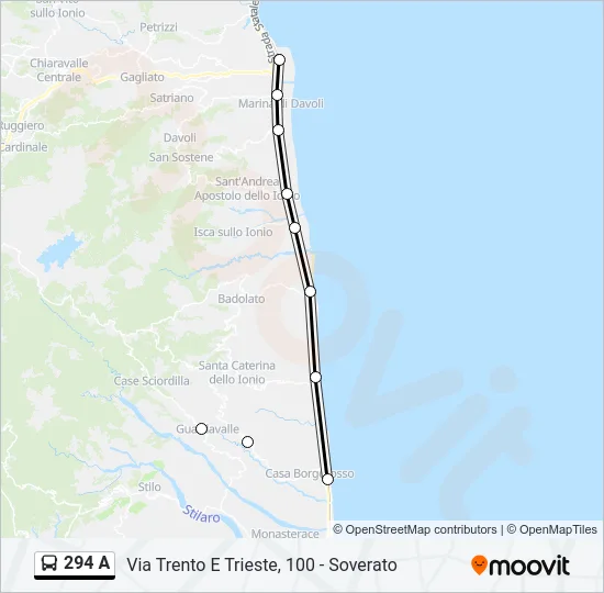 294 A Bus Line Map