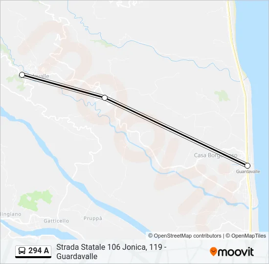 294 A Bus Line Map