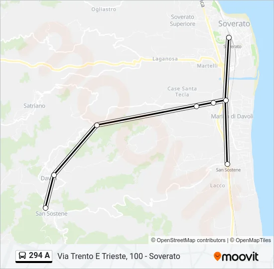 294 A Bus Line Map