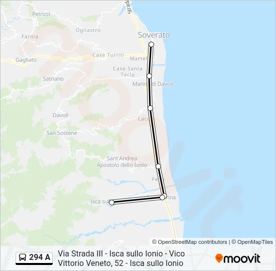 294 A Bus Line Map