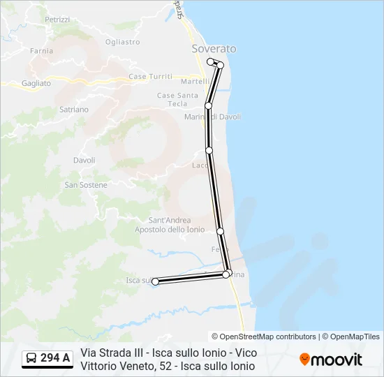 294 A Bus Line Map