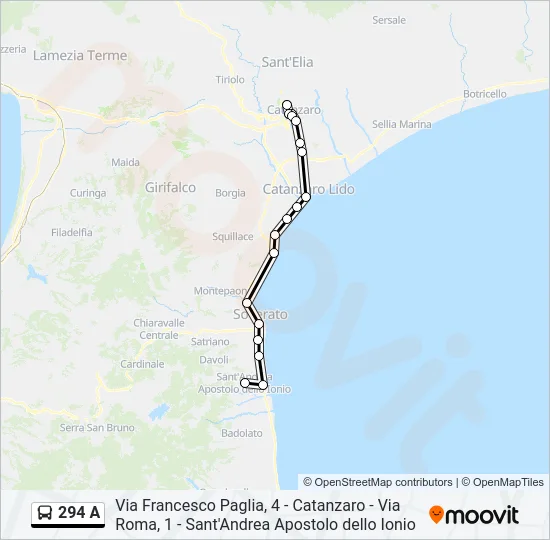 294 A Bus Line Map
