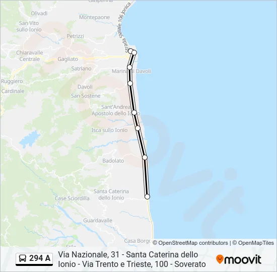 294 A Bus Line Map