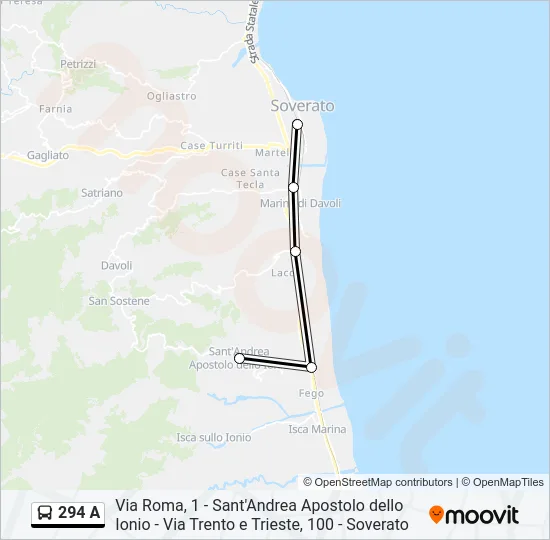 294 A Bus Line Map