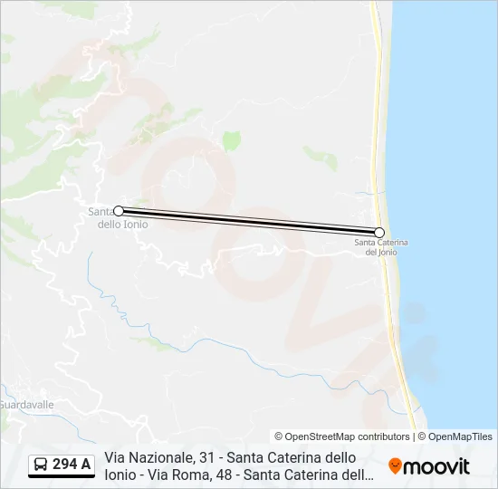 294 A Bus Line Map