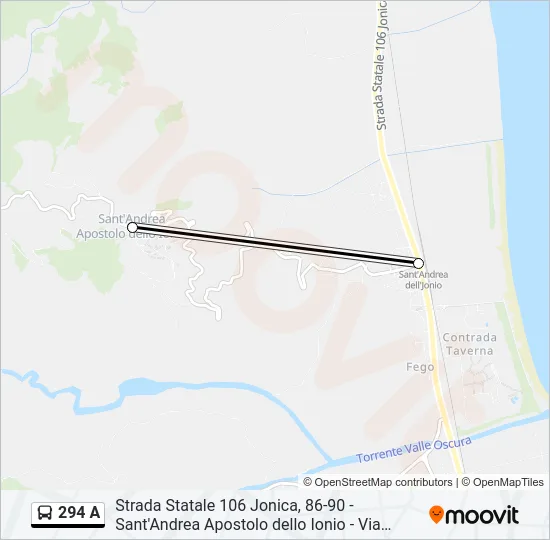 294 A Bus Line Map