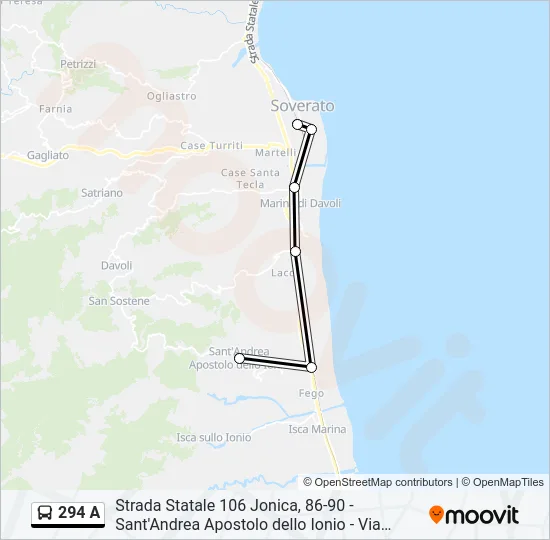 294 A Bus Line Map