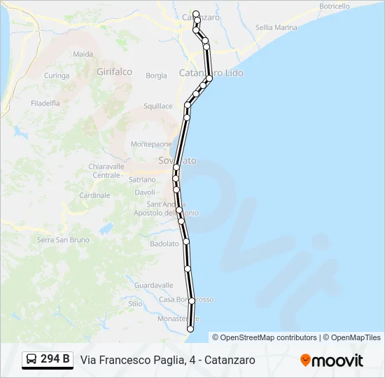 294 B Bus Line Map