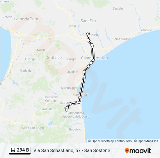294 B Bus Line Map