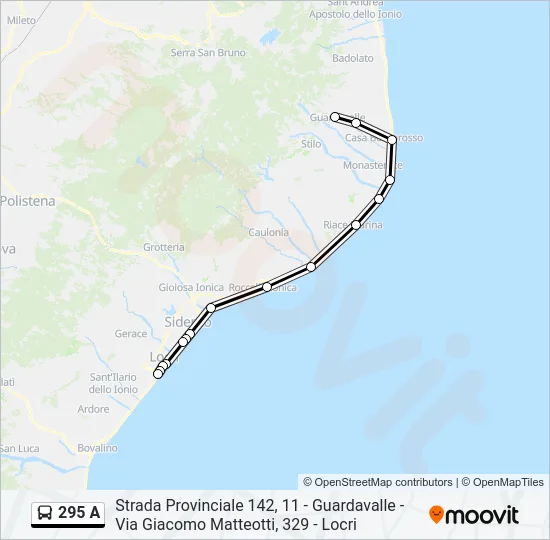 295 A Bus Line Map