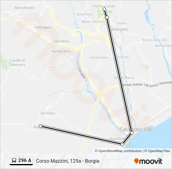 296 A Bus Line Map