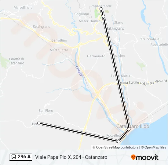 296 A Bus Line Map
