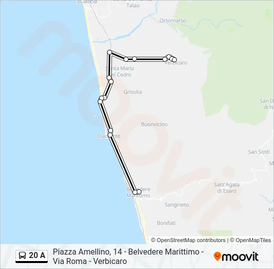 20 A Bus Line Map