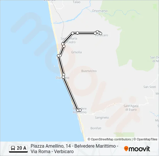 20 A Bus Line Map