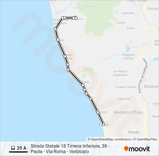 20 A Bus Line Map